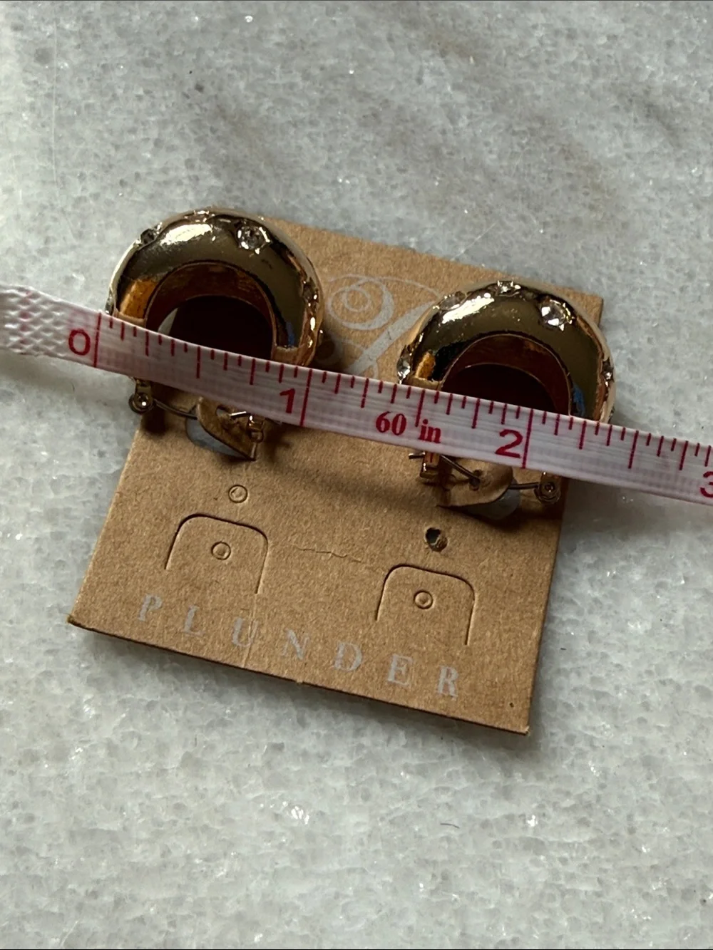 Plunder Chunky Gold-Tone Crystal Accent Hoop Earrings New - Picture 4 of 5